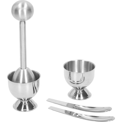 Lot de 2 coquetiers en acier inoxydable avec cuillère pour œufs à la coque, ustensile de cuisine domestique (1/5)