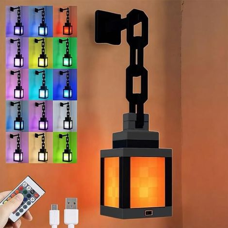 KLVGTIFS PU - Veilleuse lanterne pixélisée - LED 16 couleurs - Lampe murale rechargeable USB - Le cadeau idéal pour les gamers (1/5)