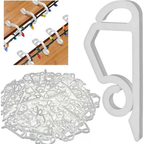 Weihnachtslichter-Dachrinnenclips, stabile Kunststoffhaken für Weihnachtsdekorationen im Außenbereich, weiß