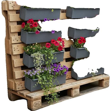 Jardineras de tela ligera, compatibles con palés europeos, color verde militar. (1/2)