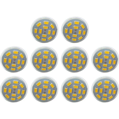 Lot de 10 spots LED GU4 (MR11) 6 W, MR11, 12 SMD 5730, 570 lm, 12 V CC, blanc chaud (1/2)