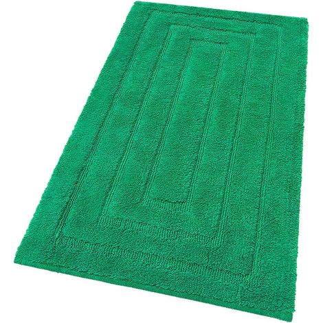 Tappeto Bagno Puro Cotone Elegante Lussuoso Morbido Scendiletto Antiscivolo 100% Made in Italy Verde - 50x110 cm