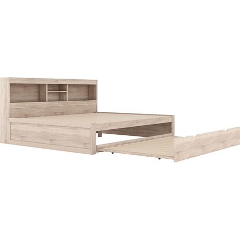 Letto estraibile 140 x 200 cm con LED, vani laterali, prese USB, naturale, MODENUIT (1/5)