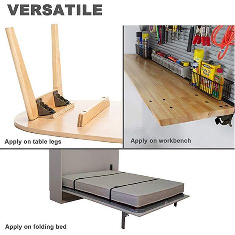 Supports de pieds de table, charnières pliantes à 90 degrés, charnières invisibles, rallonges de table pour chaises, pieds pliants autobloquants (1/5)