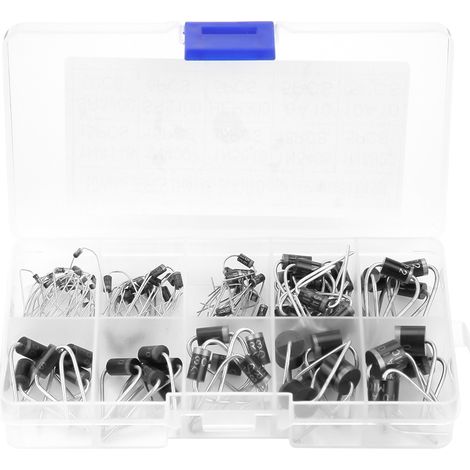 Kit électronique de 90 diodes redresseuses (10 valeurs différentes) 1N4148-10A10 avec boîte de rangement (1/5)