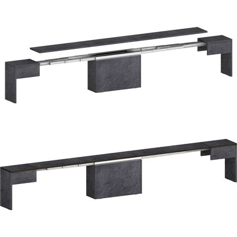 Dmora - Banco Quedan, Juego de 2 Asientos para mesa de comedor, Bancos extensibles, 290x25h45 cm, Pizarra