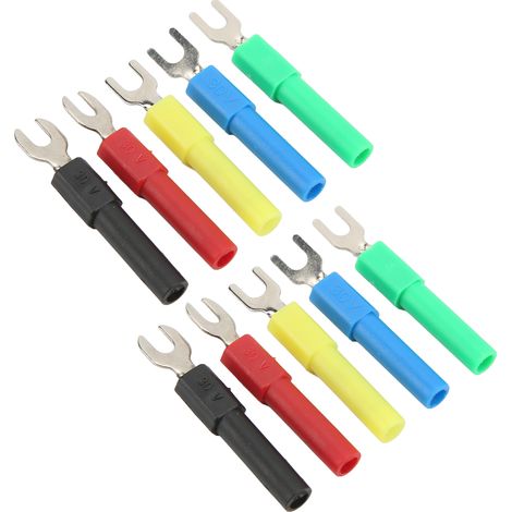 Lot de 10 connecteurs en U pour fils, prise arrière 4 mm, 5 couleurs, pour multimètres et applications électroniques. (1/5)
