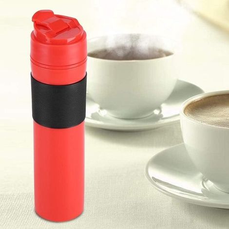 Mini macchina per caffè espresso portatile manuale con aria compressa per casa, ufficio e viaggi, colore rosso. (1/5)