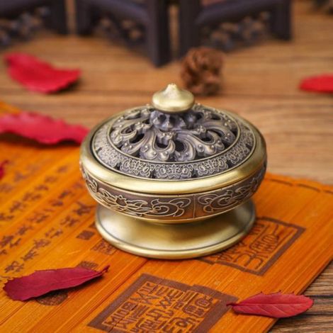 Petit Encensoir Brle Encens Lotus Bouddha Porte-encens Bronze Vintage Brleur d'encens Charbon Poêle Luxe Support Encens Métal (1/4)