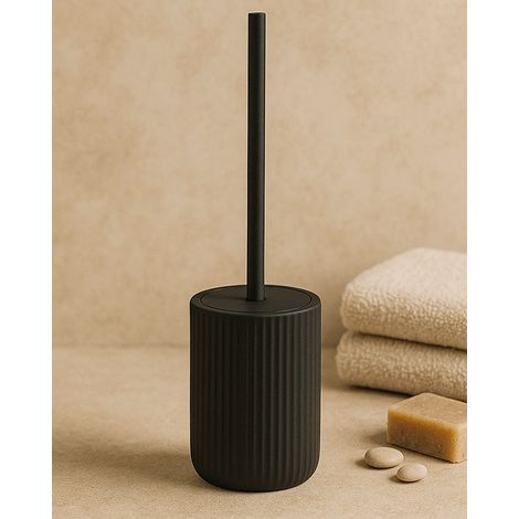 Portascopino wc a pavimento in ceramica nero color