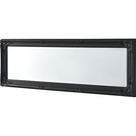 Wandspiegel Livorno 132x42 cm Ganzkörperspiegel im Eukalyptusholz Rahmen Antik Schwarz [en.casa]