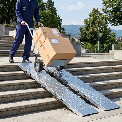 Folding Loading Ramps, 400 KG Capacity, 2-Pack, Silver (1/3)