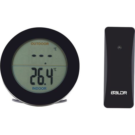 Kabelloses Thermometer – LCD-Anzeige – Innen/Außen °C/°F – Büro/Zuhause/Hotel – Schwarz