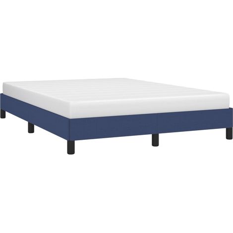 Vidaxl – Cadre de lit bleu 140x190 cm – Tissu polyester durable – Lattes en contreplaqué pour soutien optimal – Pieds solides pour stabilité (1/5)