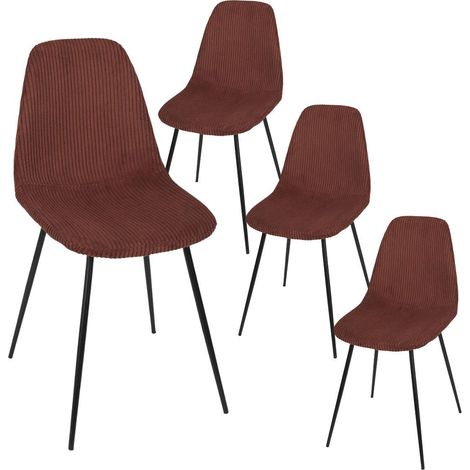Lot de 4 chaises en velours côtelé coloris terracotta - AMORY (1/5)