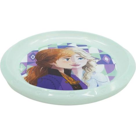 TATAWAY Disney Piatto piano azzurro per bambini in plastica Frozen resistente (1/3)