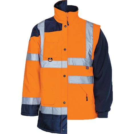 Parka haute visibilité 4 en 1 EXOCET + gilet GREG coloris orange fluo taille M - KIPLAY