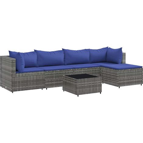 Maison Exclusive - Set Divani da Giardino 6 pz con Cuscini in Polyrattan Grigio (1/5)