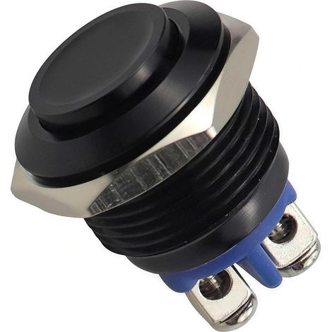 12V Momentary Waterproof Push Button 16mm, Black Metal Push Button Switch, Waterproof Switch for Electronic Installation (1/5)