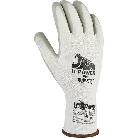 U-Power Fit Guanti Lavoro Antifortunistica Nylon Nitrile Bianco 8/M (1/4)