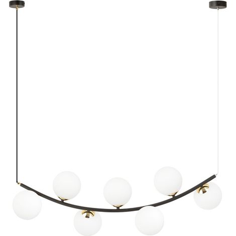 Lampada a Sospensione Ritz, Acciaio verniciato a polvere, Vetro, Nero, Oro, Bianco, 95x100x28 cm (1/4)