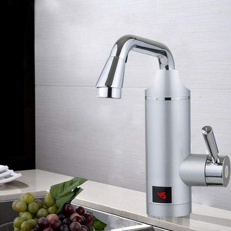 Robinet électrique - Chauffe-eau instantané - Affichage LED de la température - 3 kW - Pivotant à 360 ° - 30-60 °C - IPX4 - Pour évier de salle de bai (1/5)