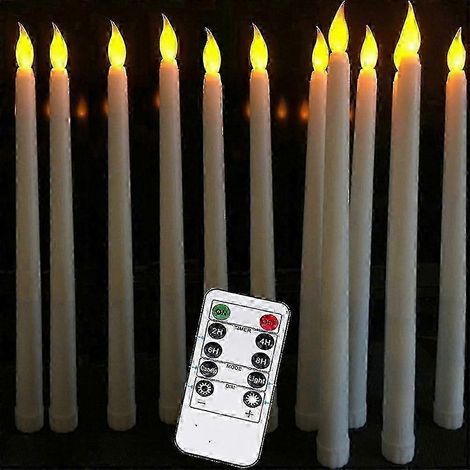 Set mit 10 kabellosen LED-Kerzen mit Fernbedienung, glatter Wachsoberfläche, warmweißem Licht, elfenbeinfarben für das Esszimmer (1/4)