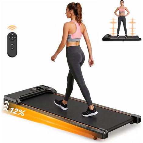 Tapis de Marche FT33 - Tapis de Course Silencieux 2,0 HP, 6 Niveaux de Vibration, Inclinaison 12%, Vitesse 1-6km/h, Charge 120kg, Orange (1/5)