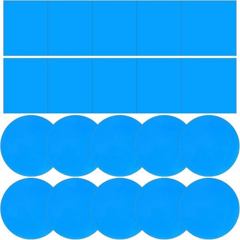 20 PCS Rustine pour Piscine, Patchs de Réparation de Piscine en Vinyle Kit de Réparation de Piscine Liner Auto adhésif en PVC pour Tente Spa château Gonflable 10 Carrés + 10 Cercles Bleu