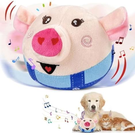 SABIR-(Rose - Bleu) Balle en peluche active, jouet en peluche actif pour chiens, balle rebondissante, balle interactive pour chien, [n107] (1/4)