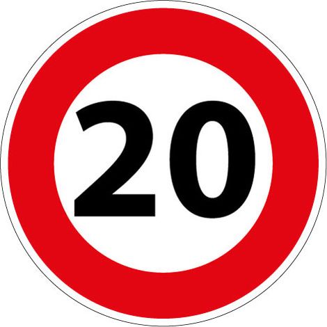 PANNEAU LIMITATION DE VITESSE 20KM/H (B14GALVA20) - Diamètre 850 mm