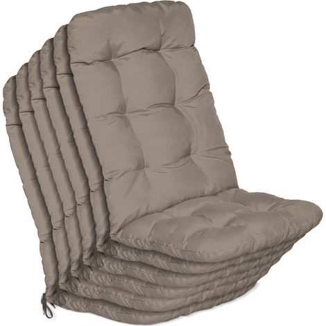 Lot de 6 coussins d'appui pour fauteuils à dossier haut Flair HL, 120 x 50 x 8 cm, taupe