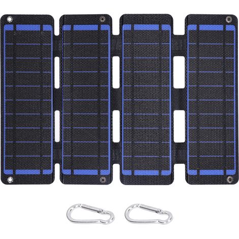 Panneau Solaire Pliable 14W avec Double USB, Rendement 20.5% pour Randonnée et Extérieur, Chargeur Portable Bleu 5V (1/5)