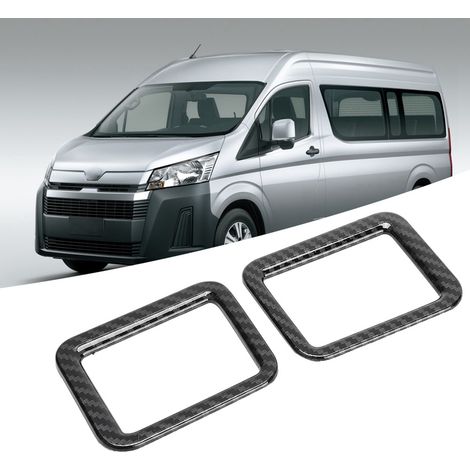 2 pièces Cache de cadre de ventilation latérale supérieure de tableau de bord avant, texture fibre de carbone, compatible avec HiAce 2019 (1/5)