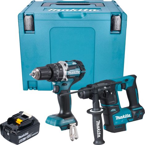 Makita DLX 2278 G1J kit combinado inalámbrico + taladro de impacto DHP 484 54 Nm + taladro percutor DHR 171 1.2 J + 1x batería recargable 6.0 Ah + Makpac - sin cargador (1/5)