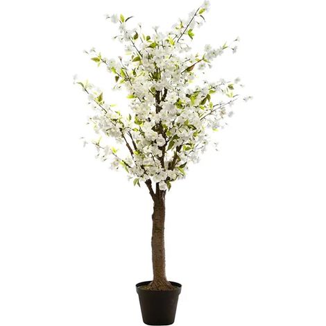Plante artificielle Cerisier avec fleurs artificiels coloris blanc avec pot -Longueur 100 x Profondeur 100 x Hauteur 200 cm (1/2)