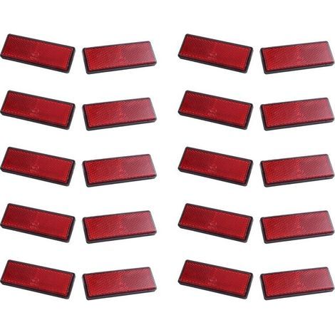 10 Paires de Réflecteurs Rouges Rectangulaires Universels pour Motos, VTT, Vélos Tout-Terrain