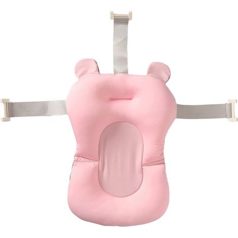 Coussin De Bain Bébé - Tapis Antidérapant Pour Baignoire - Support Pour Nouveau-Né - 28 cm x 43 cm x 26 cm - Rose Ours (1/5)