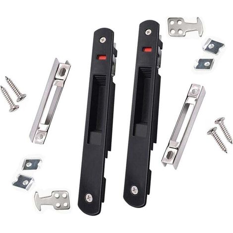Loquet de fenêtre coulissante réglable en alliage de zinc, longueur 199 mm, noir, 2 pièces