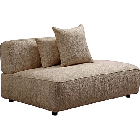 Méridienne droite en tissu bouclette taupe LELACO (1/3)