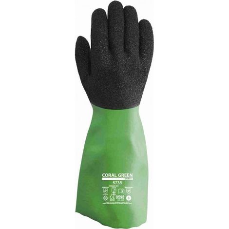5735/8 GUANTE PVC DOBLE CAPA S/SOPORTE DE NYLON SIN COSTURAS, ACABADO CORAL RUGOS - JUBA