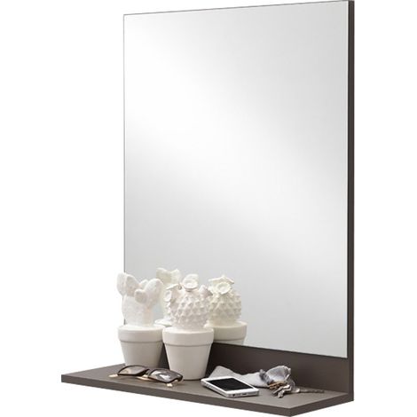 Miroir Mural Miroir de vestiaire avec Tablette Coloris Gris Lave 50 x 67 x 19 cm (1/4)
