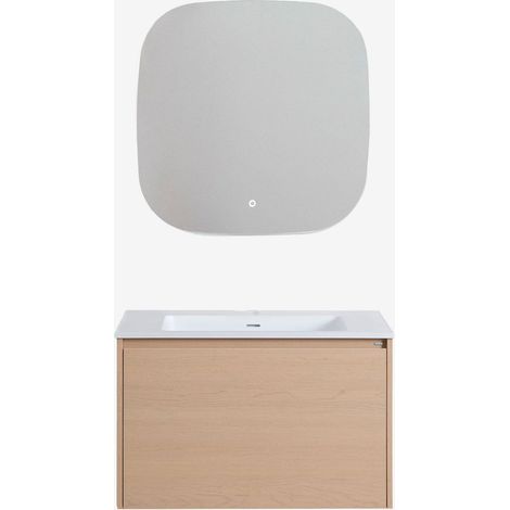 Conjunto di mobile bagno sospeso 80x50 cm in legno con lavabo integrato Jacob SKLUM            