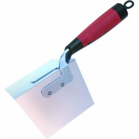 Truelle d'angle exterieur Marshalltown avec poignee DuraSoft, truelle en acier inoxydable, pour le placoplatre et le platre, dimensions : 127x95 mm