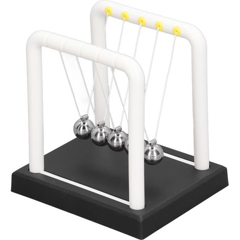 Balancier de Newton Boules d'équilibre physique science décoration bureau anti-stress balle pendulaire blanc 3.5 x 2.91 x 3.7 pouces (1/5)