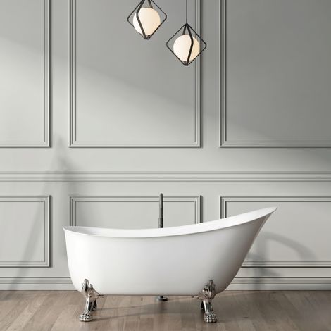 Bañera con patas BALMAIN  161 cm patas LEÓN CROMADAS