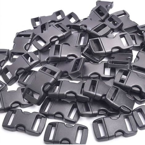 Boucle de bracelet en plastique transparent noir et blanc PC de 1 cm, petite boucle, compatible avec les boucles pour animaux de compagnie de 10 mm. (1/5)