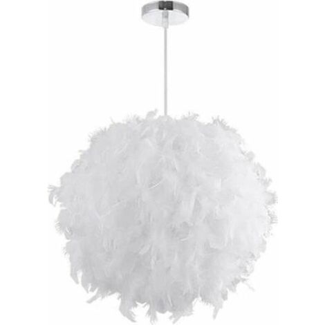 Lustre industriel vintage E27 Global suspension plumes, plafonnier design scandinave moderne avec abat-jour décoratif à plumes (1/4)