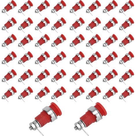Lot 50 douilles banane 4mm en cuivre pur, performance élevée, décharge de courant fort, accessoires de test électrique, rouge. (1/5)