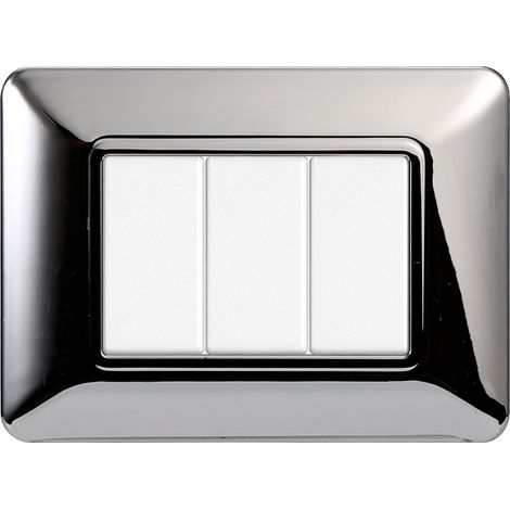 Placca compatibile Bticino Matix 3 moduli plastica colore cromato lucido (1/5)